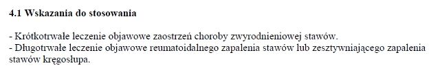 Wskazania wg ChPL