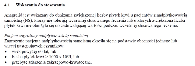 Wskazania wg ChPL