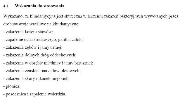 Wskazania wg ChPL