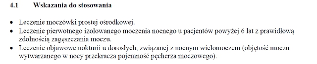 Wskazania wg ChPL