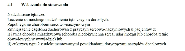 Wskazania wg ChPL
