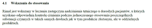 Wskazania wg ChPL