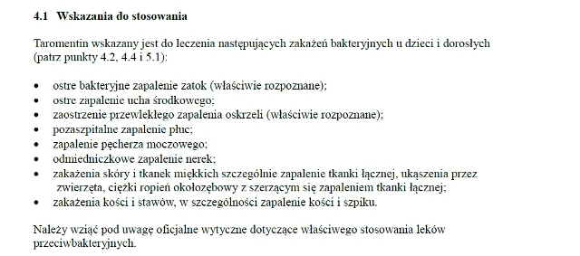 Wskazania wg ChPL