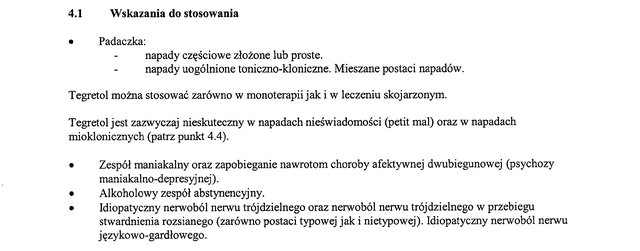 Wskazania wg ChPL